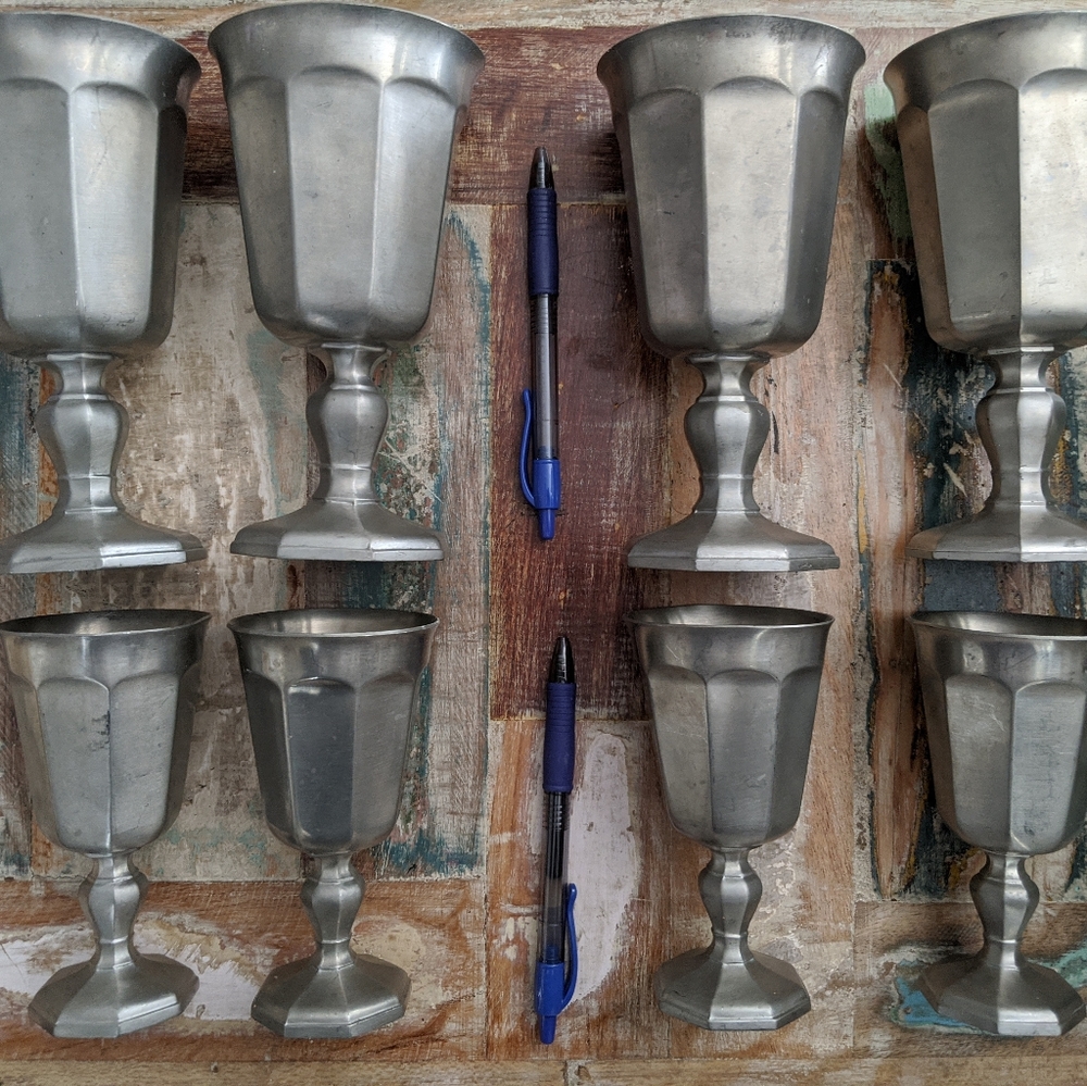 Vintage Set Lot 8 Gorham Octette Pewter Goblet